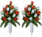 2 Sets Artificial Cemetery Rose Bouquets with Vase – Memorial Grave Decorations for Lasting Tribute